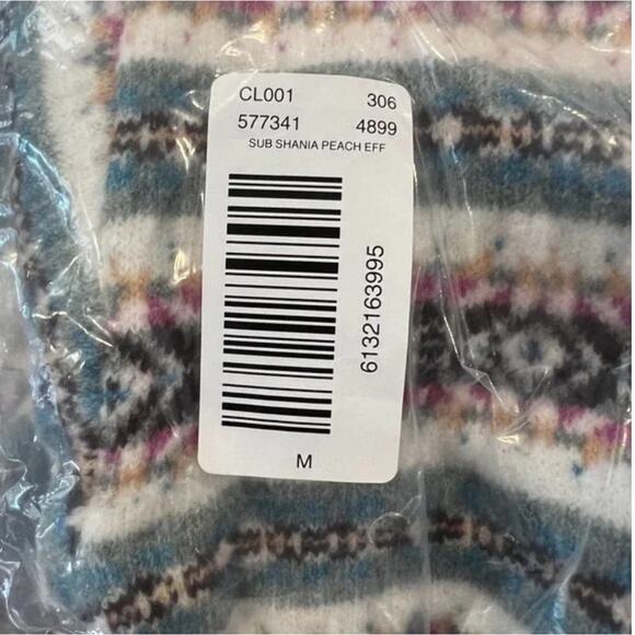 **NWT LOFT Ivory Fair Isle Relaxed Button Front Cardigan Sweater - Picture 6 of 10